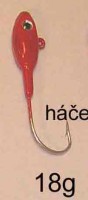jigová hlavička tvaru tresčí hlava 18g červená